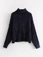 Romwe Turtleneck Cable Knit Chenille Sweater