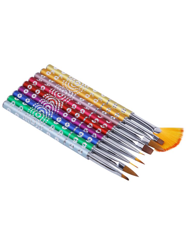 Romwe 9pcs Flower Pattern Nail Set