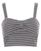 Romwe Spaghetti Strap Striped Crop Grey Cami Top