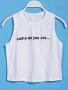 Romwe Come As You Are Print White Vest