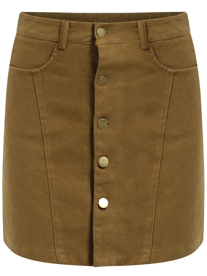 Romwe Single Breasted Skinny Skirt