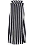 Romwe Vertical Stripe Long Black Skirt