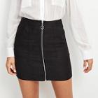 Romwe Pocket Patched Zipper Up Skirt