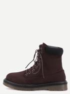 Romwe Brown Faux Suede Lace Up Rubber Soled Martin Boots