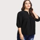 Romwe Plus V Neck Ruffle Hem Blouse
