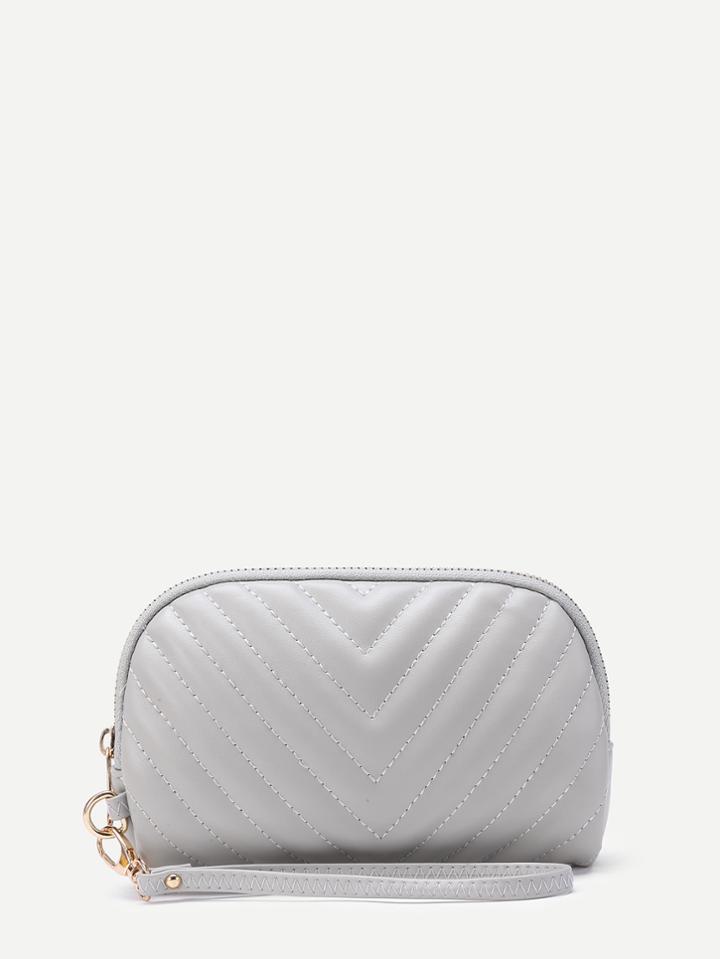 Romwe Pu Chevron Stitch Clutch Bag