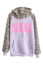 Romwe Nobody Knows And Leopard Print Drawstring Hoodie