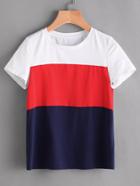 Romwe Color Block Cut And Sew T-shirt