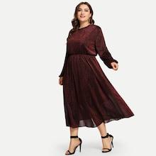 Romwe Plus Glitter Elastic Waist Dress