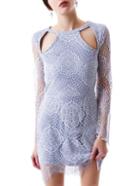 Romwe Cut Out Lace Sheath Purple Dress