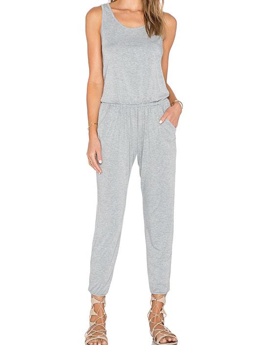 Romwe Round Neck Sleeveless Top With Pant