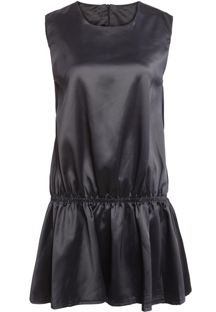 Romwe Sleeveless Ruffle Slim Black Dress