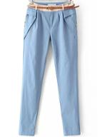 Romwe Zipper Pockets Blue Pant