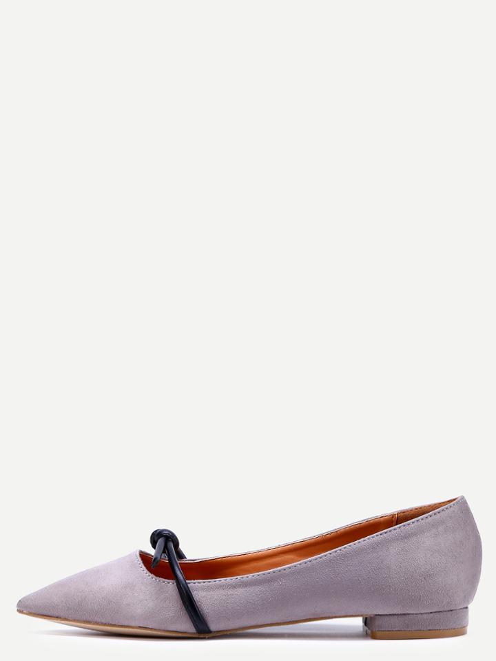 Romwe Grey Faux Suede Mary Jane Flats