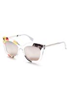 Romwe Clear Print Frame Grey Cat Eye Sunglasses