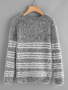 Romwe Striped Mohair Sweater