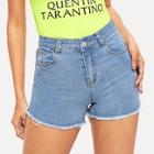 Romwe Raw Edge Skinny Denim Shorts