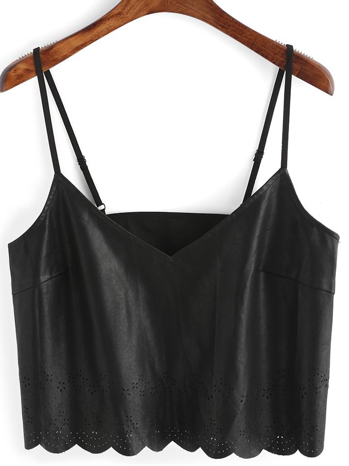 Romwe Spaghetti Strap Pierced Cami Top