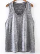 Romwe Heather Grey V Neck Sleeveless Top