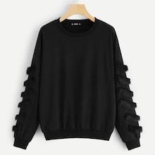 Romwe Contrast Faux Fur Pullover