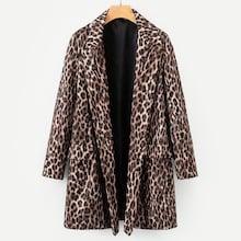 Romwe Leopard Print Pocket Front Coat
