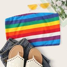 Romwe Rainbow Striped Tube Top