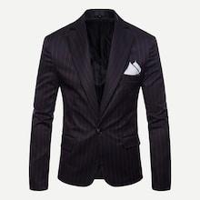 Romwe Men Vertical-striped Single Button Blazer