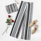 Romwe Striped Tube Top With Pants