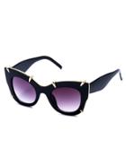 Romwe Black Frame Gold Trim Cat Eye Sunglasses