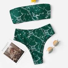 Romwe Marble Print Bikini