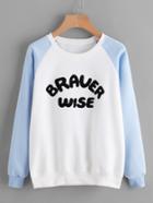 Romwe Letter Flock Raglan Sweatshirt