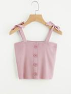 Romwe Bow Tie Strap Jersey Top