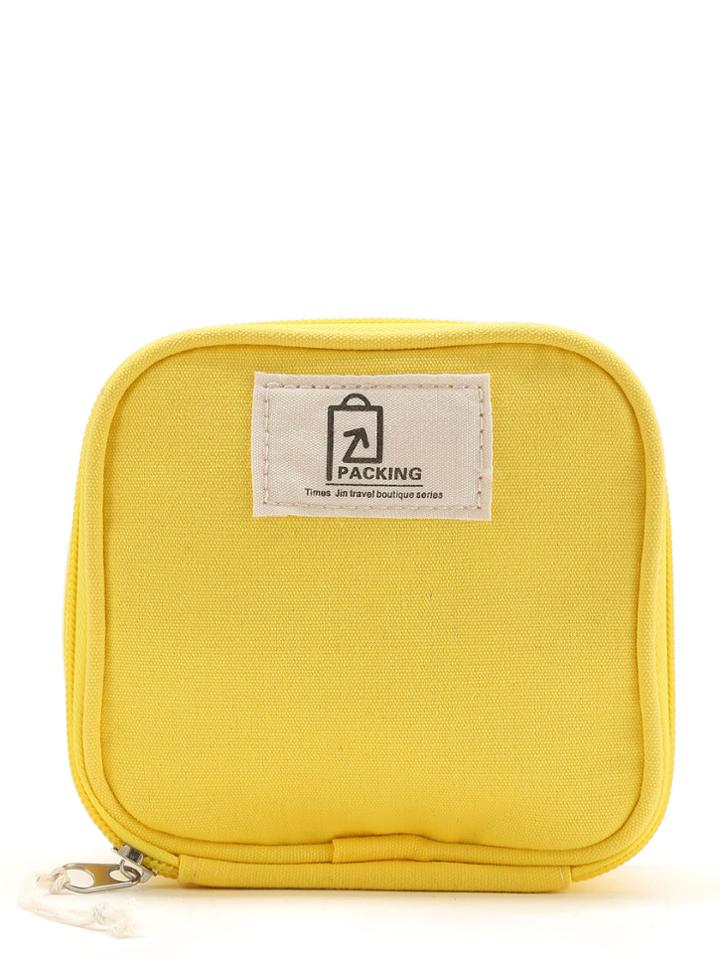 Romwe Patch Detail Makeup Cube Pouch