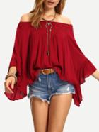 Romwe Off-the-shoulder Bell Sleeve Top