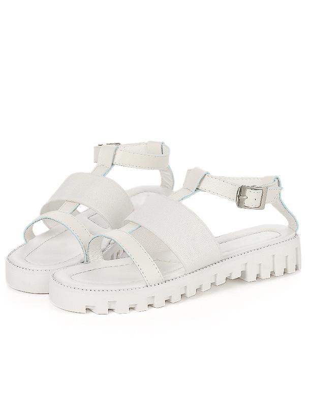 Romwe White Peep Toe Flatform Mid Heel Gladiator