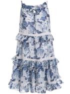 Romwe Spaghetti Strap Rose Print Tiered Dress