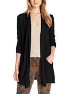 Romwe Black Plain Pocket Cardigan