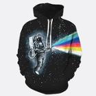 Romwe Men 3d Astronaut Print Hooded Sweatshirt