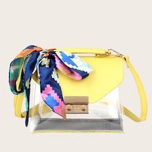 Romwe Twilly Scarf Decor Clear Satchel Bag