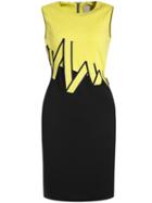 Romwe Yellow Black Round Neck Sleeveless Bodycon Dress