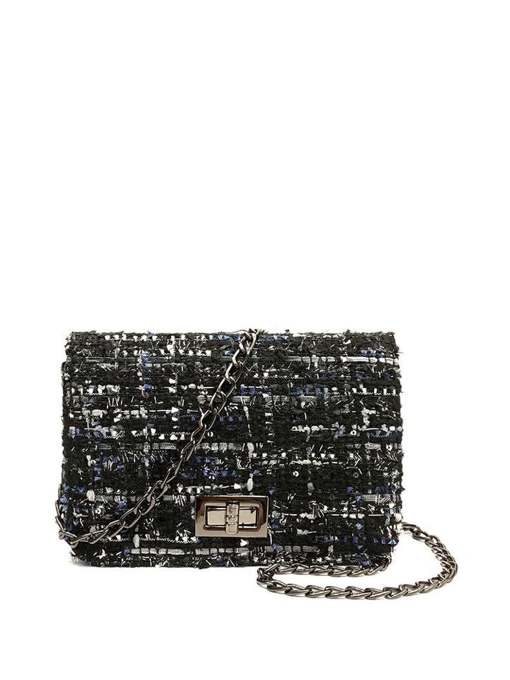 Romwe Tweed Crossbody Chain Bag