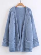 Romwe Drop Shoulder Open Front Sweater Coat