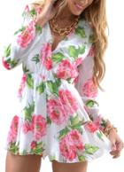 Romwe V Neck Slim Floral Jumpsuit