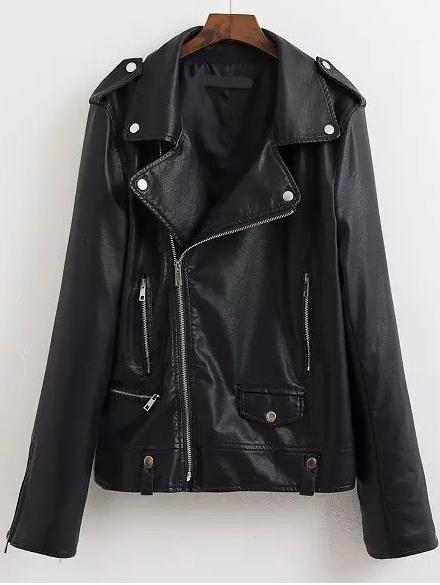 Romwe Lapel With Zipper Pockets Jacket