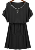 Romwe Open Shoulder With Pearl Dress