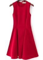 Romwe Red Sleeveless Slim Ruffle Dress