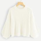 Romwe Bishop Sleeve Rib Knit Sweater