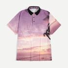 Romwe Guys Contrast Collar Tropical Print Polo Shirt
