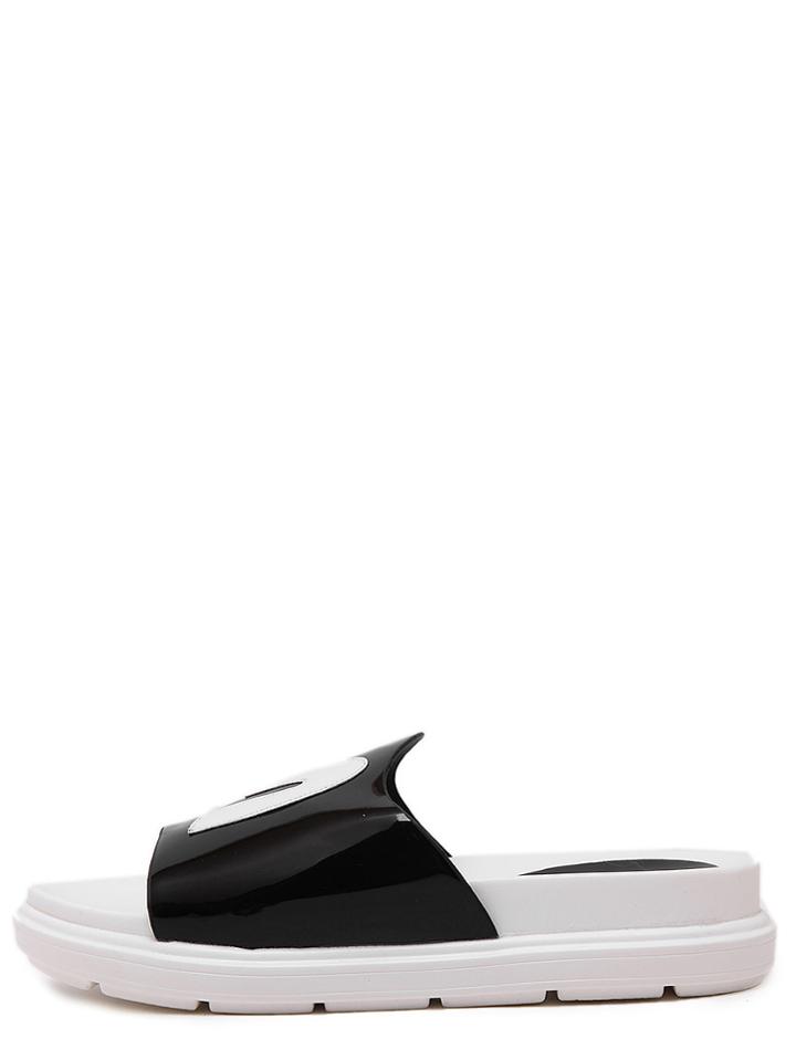Romwe Black Letter M Casual Sandals