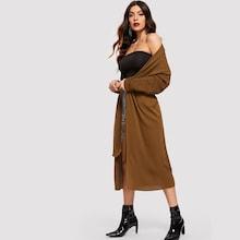 Romwe Knot Front Longline Cardigan